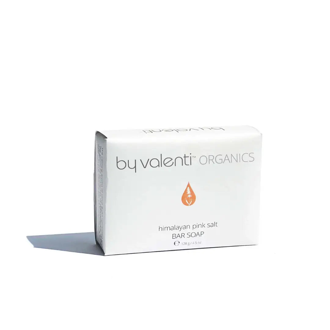 Box of By Valenti Organics Himalayan Pink Salt Bar Soap on a white background